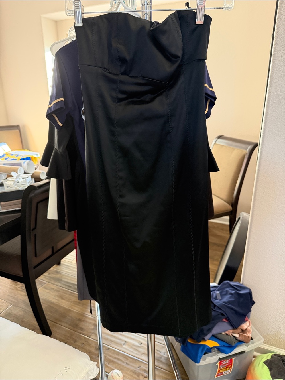 bebe Strapless Black Midi Dress Sz Sm